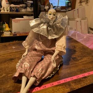 Silversti clown jester vintage porcelain doll